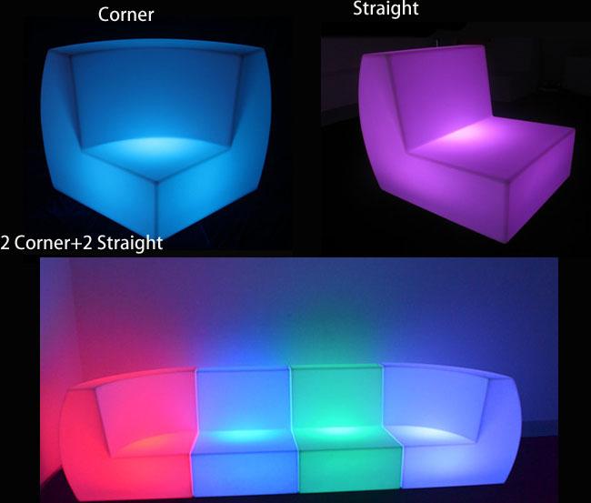 Esquina seccional de los muebles de la luz del diseño moderno LED y sofá recto del LED con el amortiguador