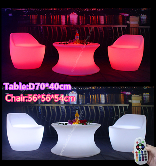 Tipo iluminado mesa de centro de los muebles del LED fijada con la luz recargable del RGB