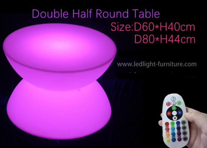 Medio material redondo doble del polietileno de la tabla de la barra ligera de la mesa de centro que brilla intensamente/LED