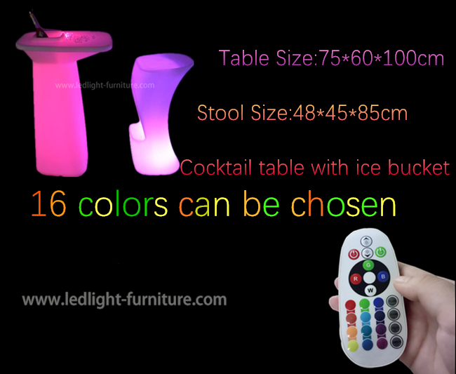 Alta LED resistencia de choque de la tabla de cóctel de 16 colores para el partido/el club nocturno