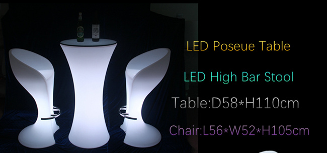 Colores que cambian los muebles de la luz del LED, los taburetes de bar teledirigidos del LED y las tablas