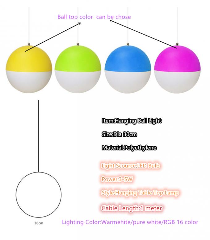 La suspensión llevó el color que cambiaba la luz ligera del colgante del globo de la bola los 30cm