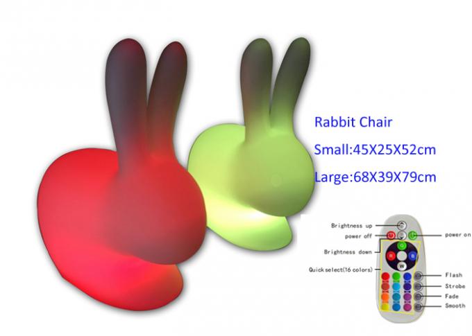 Silla llevada juego del conejo de los muebles del resplandor de los niños con la luz colorida, material plástico