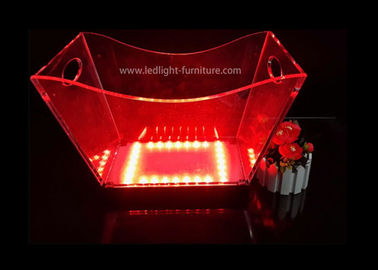 China Cubo de hielo transparente de acrílico modificado para requisitos particulares del LED con la luz colorida y dos manijas proveedor