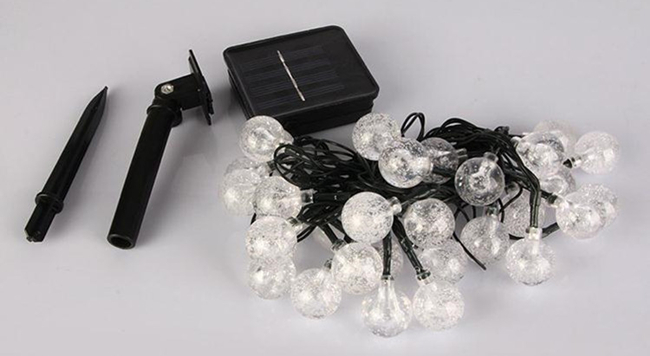 Luces de hadas solares de la secuencia de la bola de cristal LED de 19,7 pies para la decoración del día de fiesta