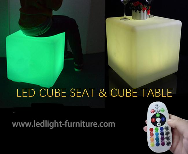 Muebles iluminados Seat plásticos del club nocturno del cubo del RGB LED con teledirigido