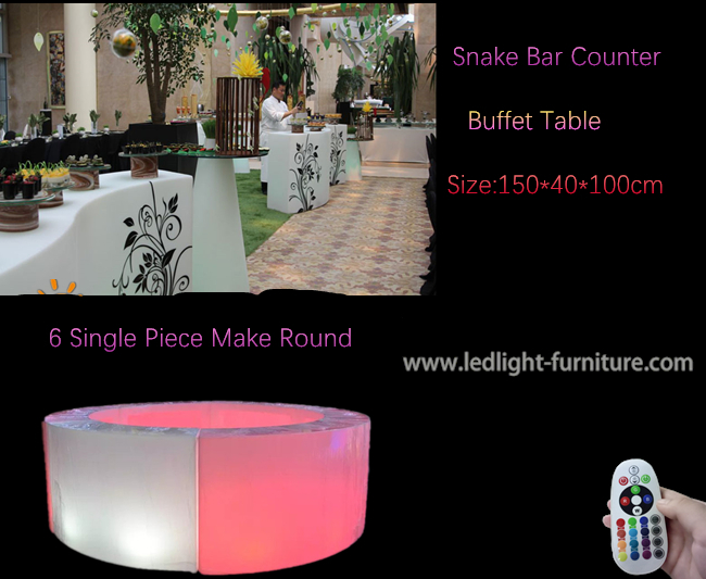 Tabla de buffet del contador/LED de la barra de la serpiente LED del humor del lugar para la decoración del partido