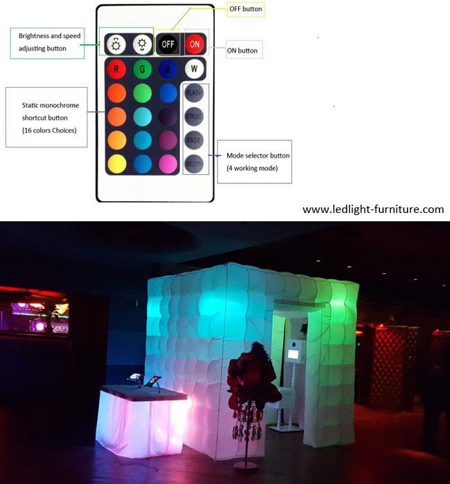 Cabina inflable blanca de la foto del cubo de Oxford LED con 16 colores que cambian luces
