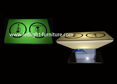 China Tabla modificada para requisitos particulares de la cachimba de la iluminación de los muebles del resplandor de la altura con el top del vidrio del logotipo proveedor